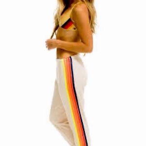 Aviator nation sweatpants Almond with neon strip!!🌈🌈🌈 size small
